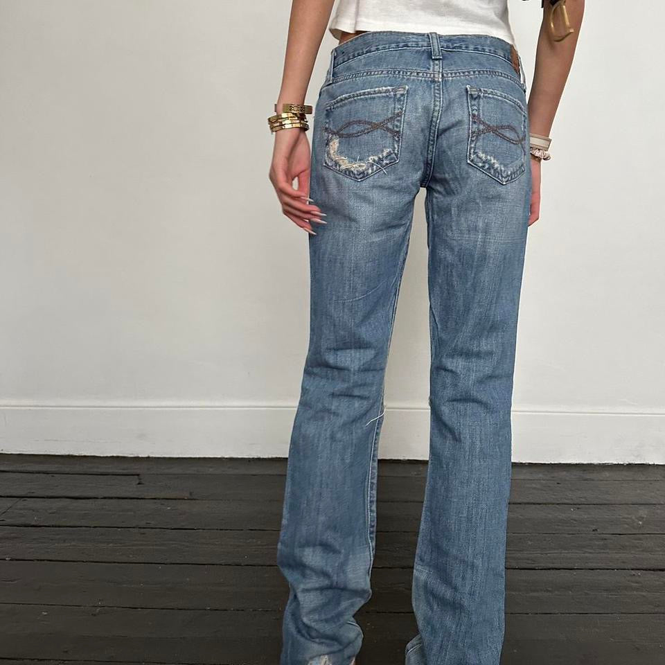 Vintage 2000’s Abercrombie and Fitch blue distressed ripped jeans