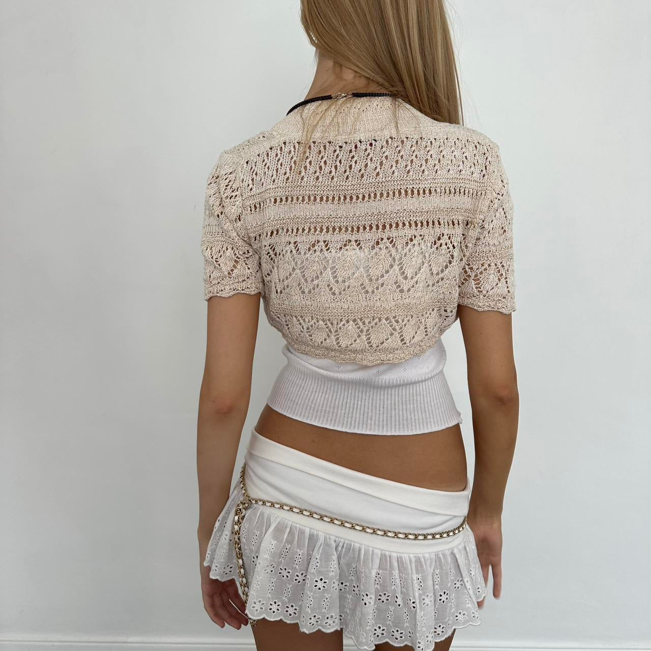 Vintage cream crochet delicate layering top