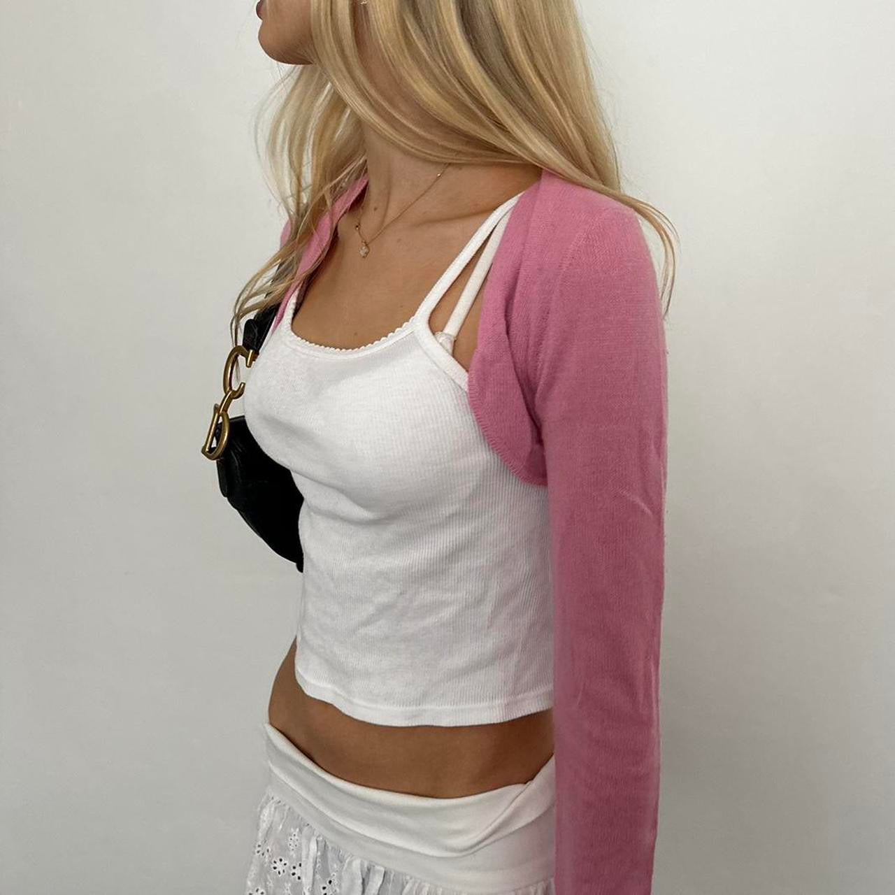 Vintage pink cashmere long sleeve cardigan top