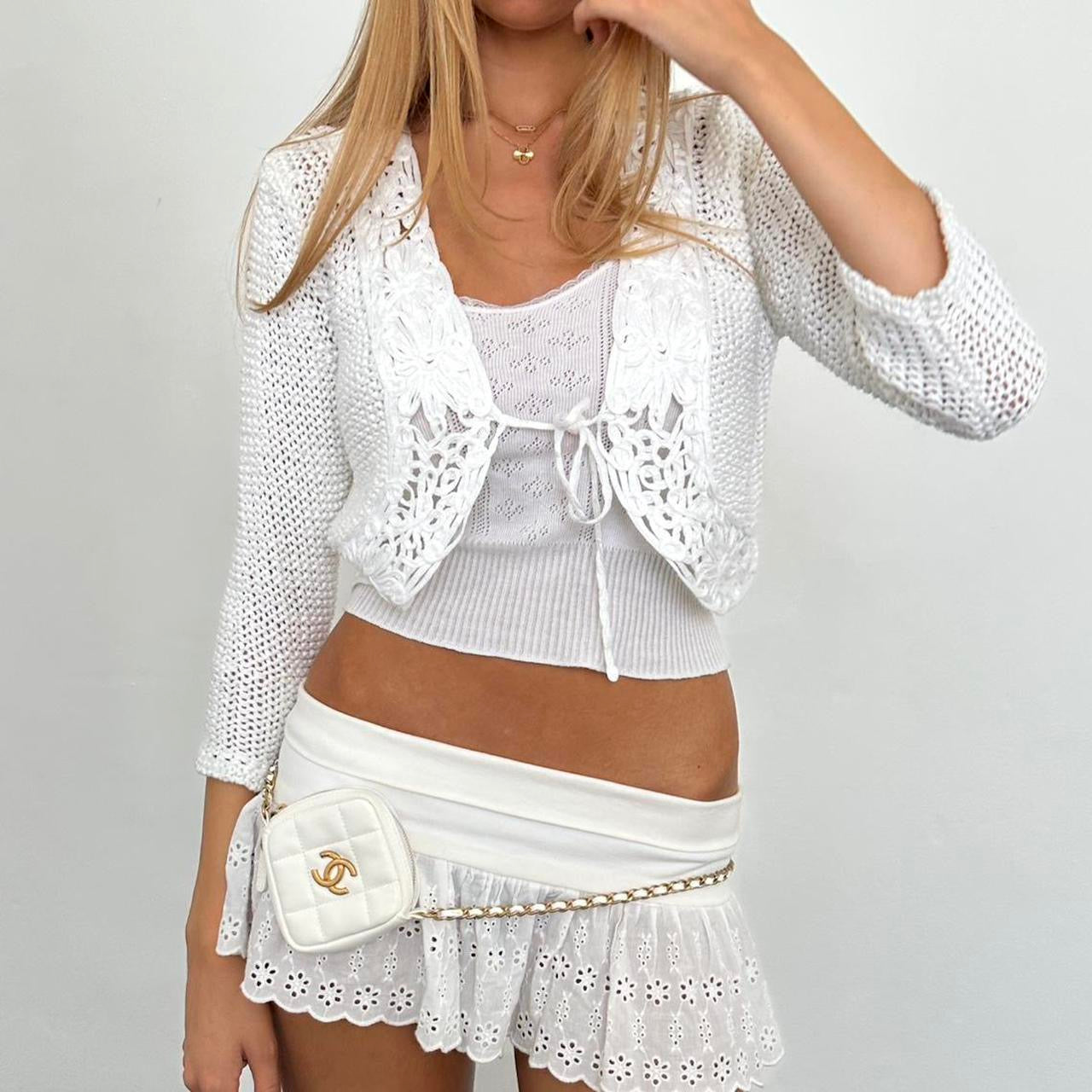 Vintage 90’s white crochet cardigan