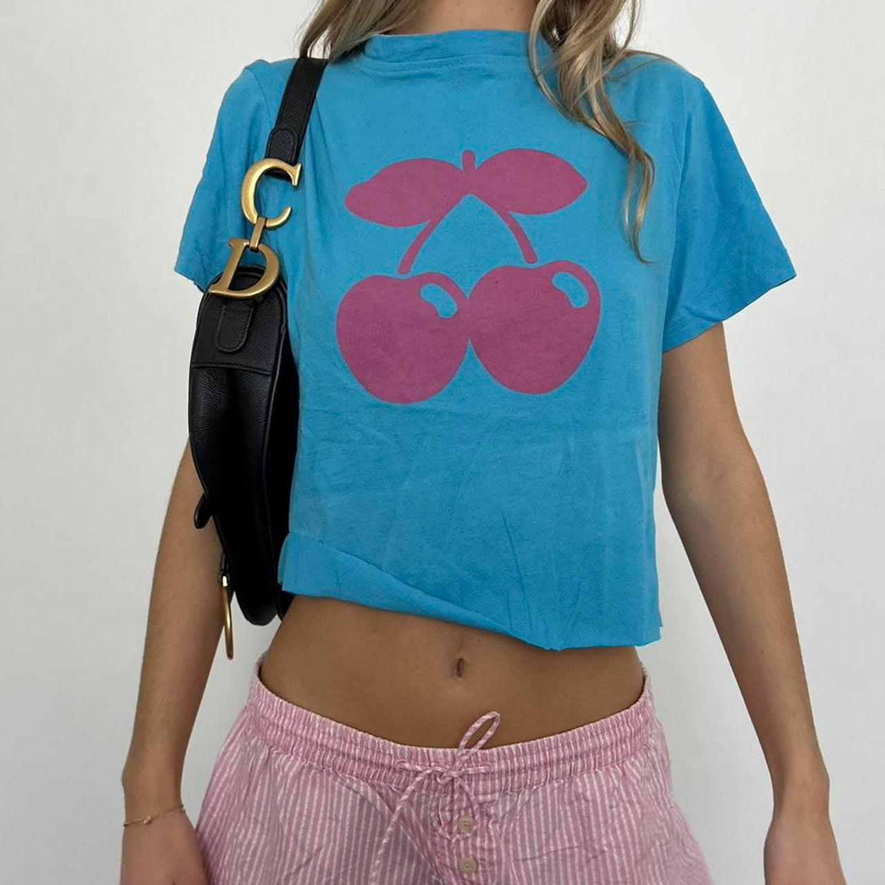 Vintage Pacha pink and blue cherry baby tee