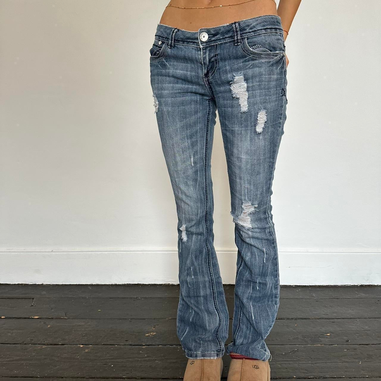 Vintage RARE distressed blue wash jeans