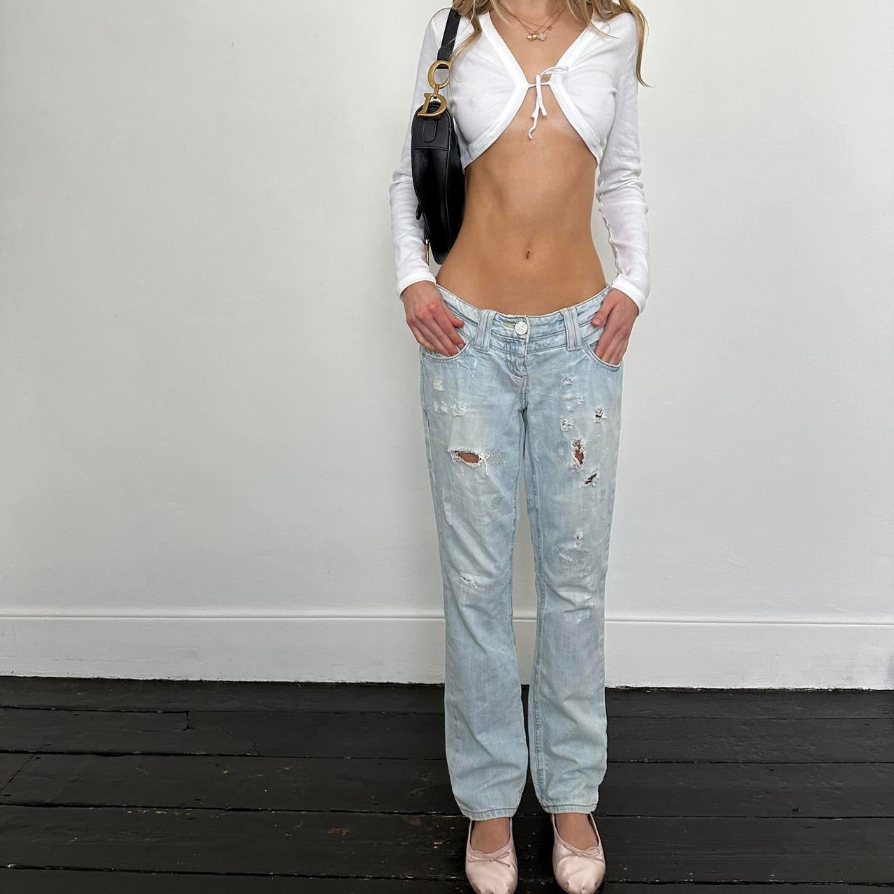 Vintage 2000’s blue distressed bootcut jeans