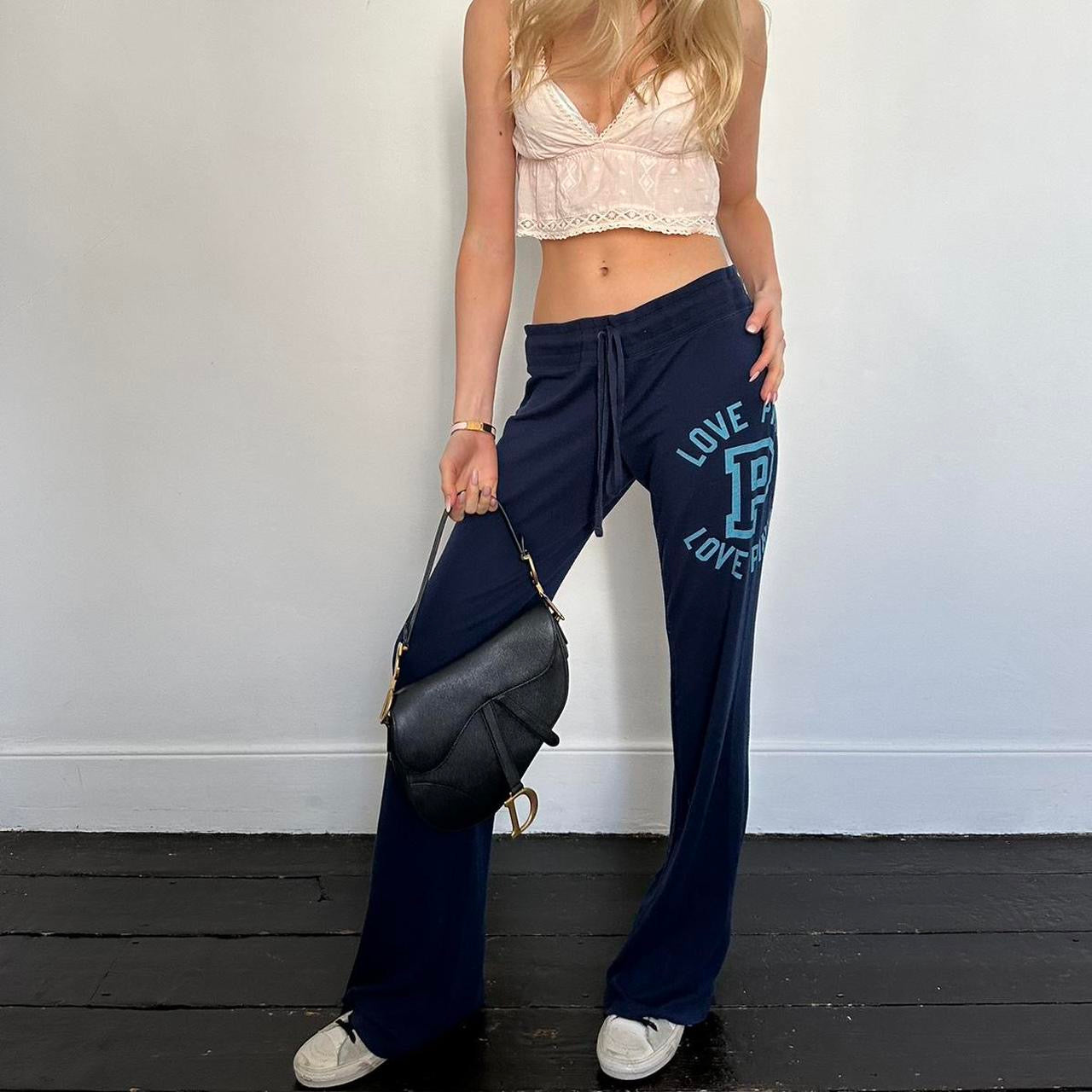 Vintage 2000’s Victoria’s Secret navy and blue sweatpants