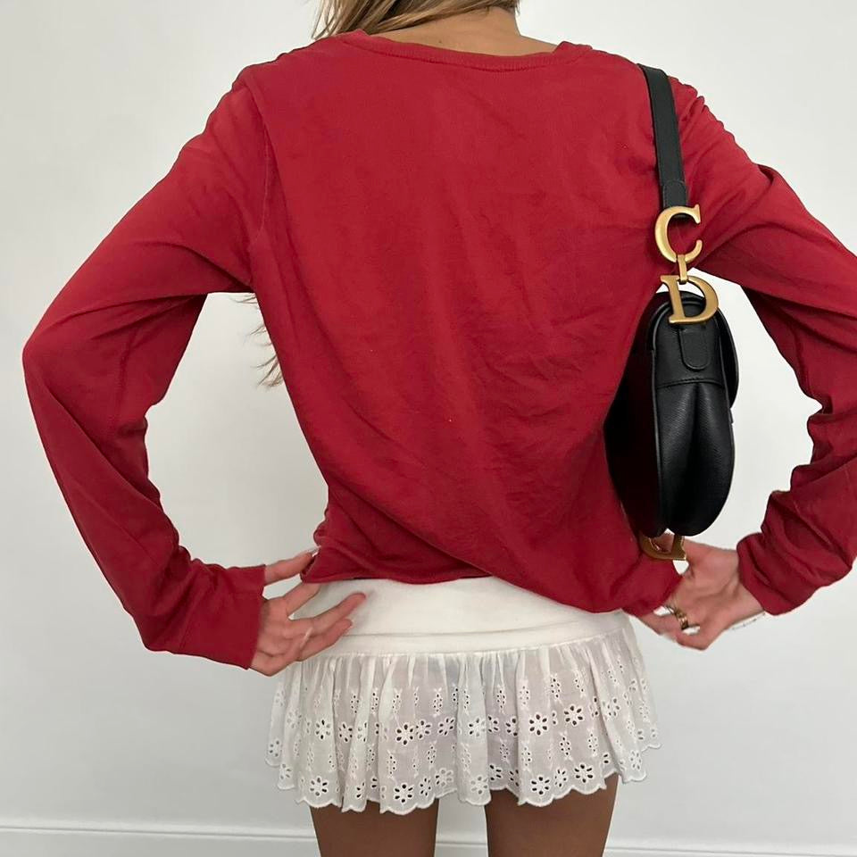 Vintage Ralph Lauren dark red script long sleeve  top