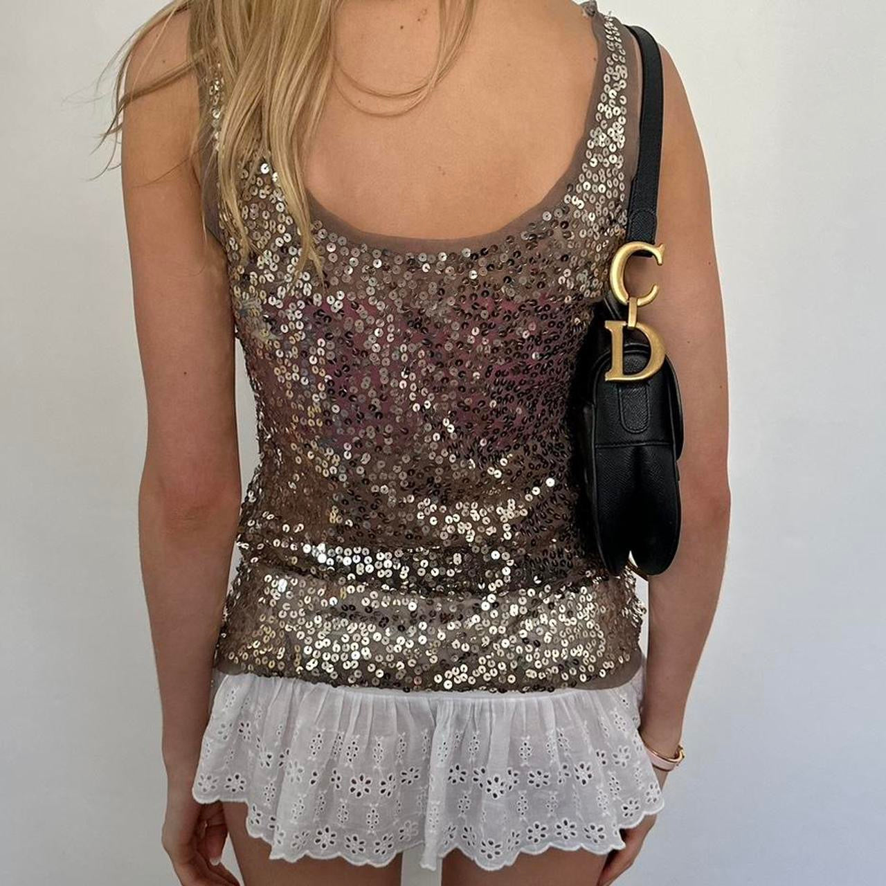 Vintage mesh sequin top