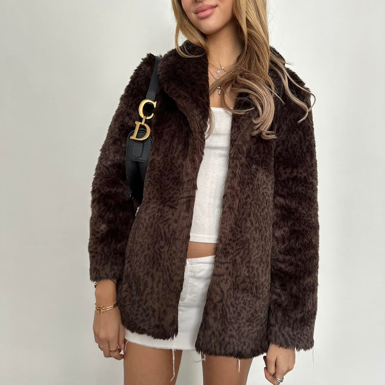 Vintage 2000’s brown faux fur jacket