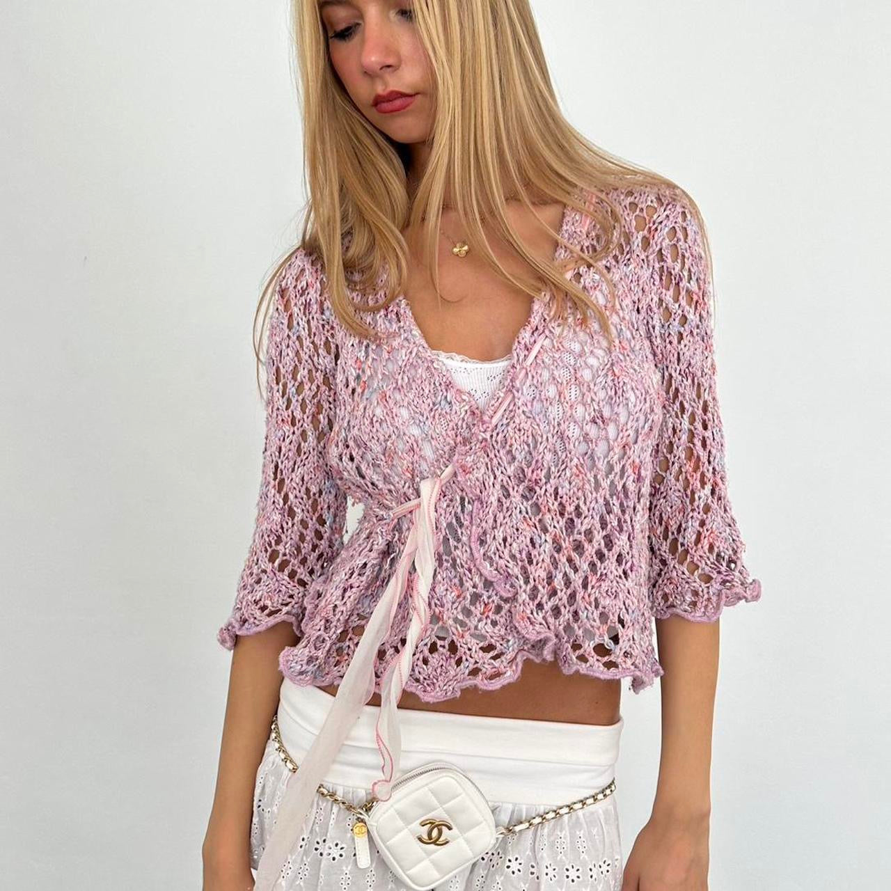 Vintage light pink delicate layering cardigan