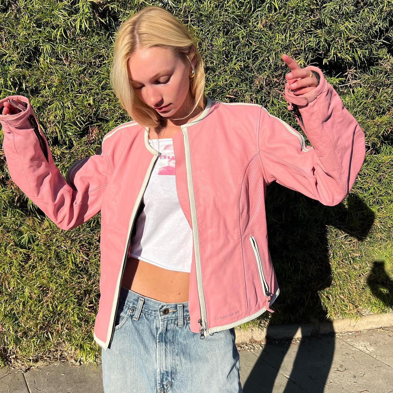 Vintage pink leather jacket π