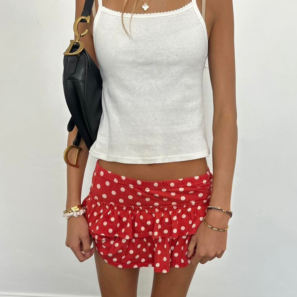 Vintage polka dot red layered skirt š