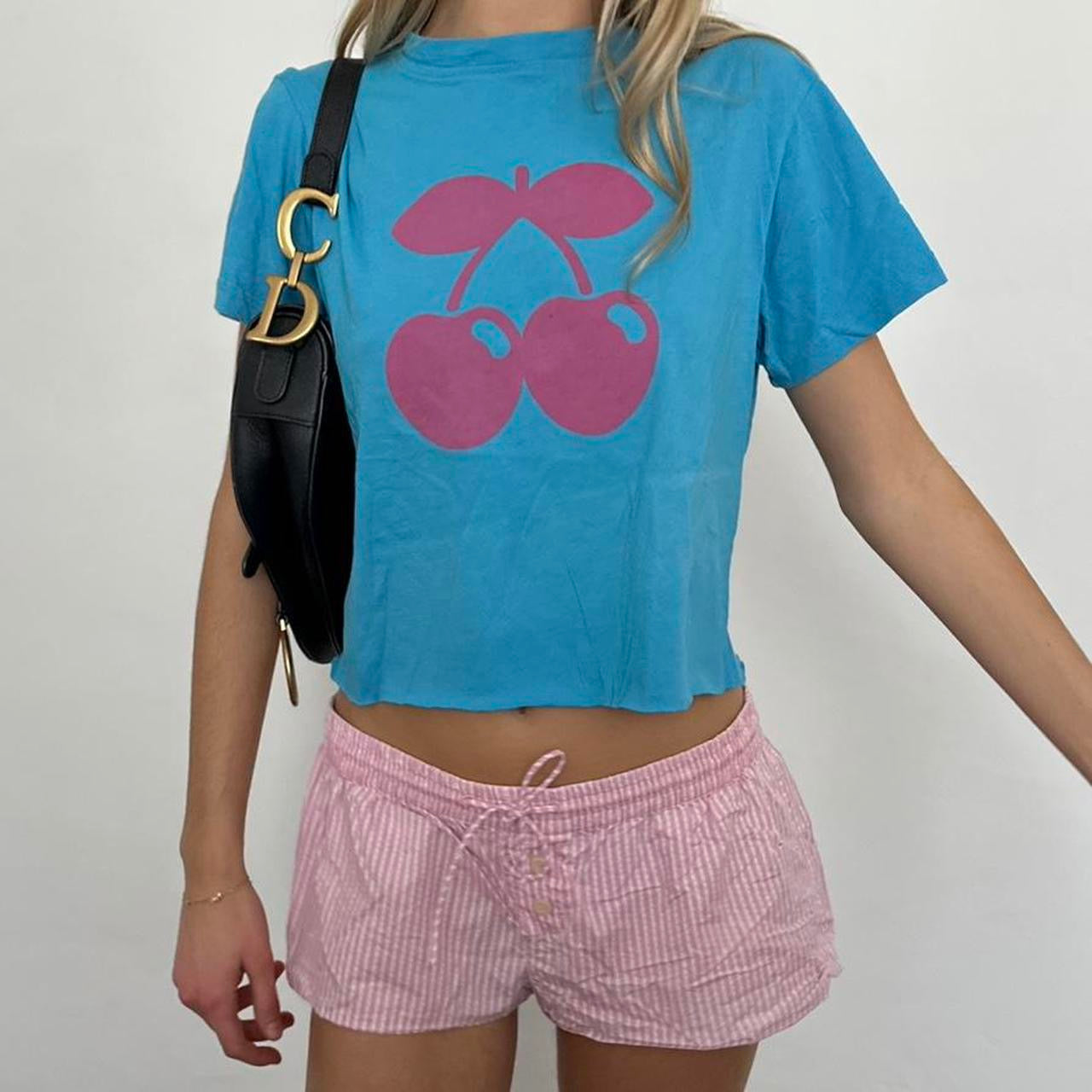 Vintage Pacha pink and blue cherry baby tee
