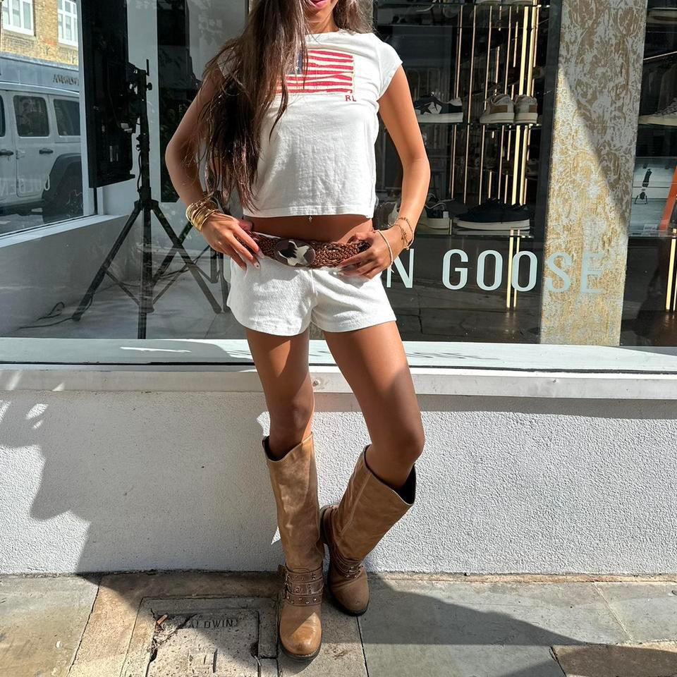 Vintage Ralph Lauren white American flag baby tee š¤