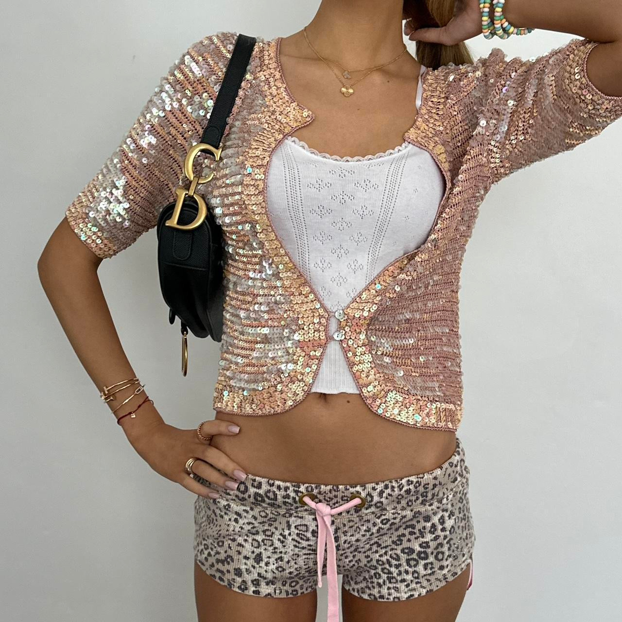 Vintage 90’s crochet sequin cardigan top
