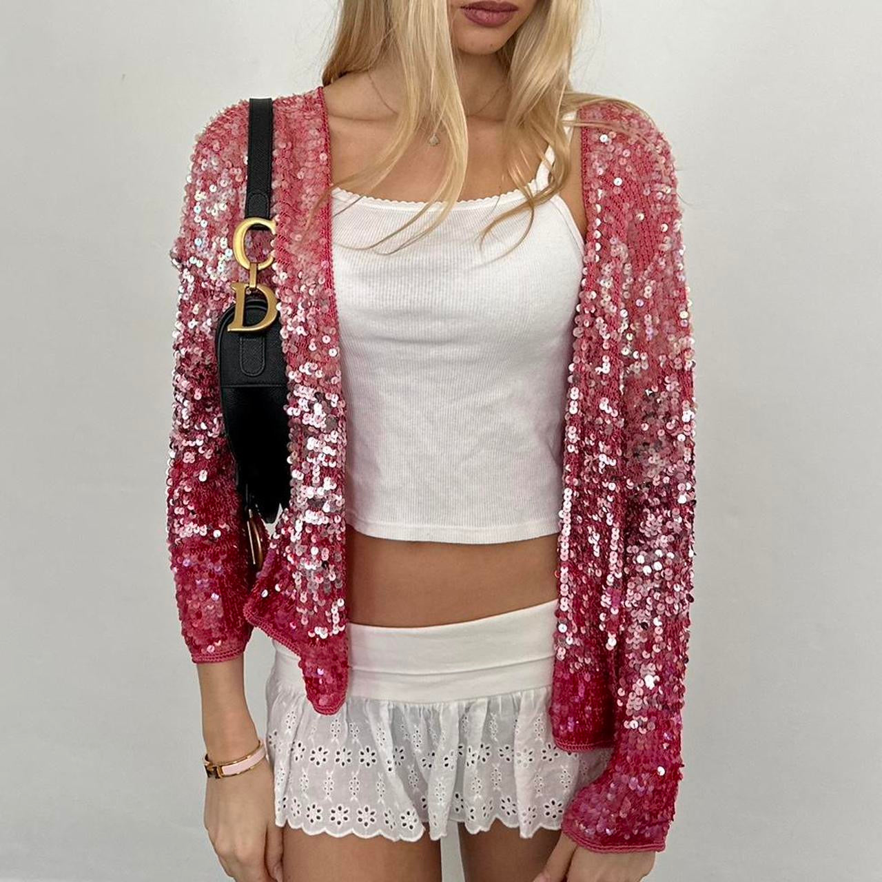 Vintage 90’s pink sequin cardigan
