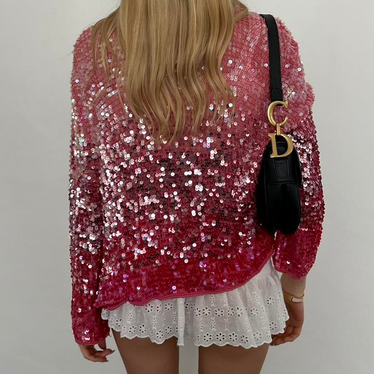 Vintage 90’s pink sequin cardigan