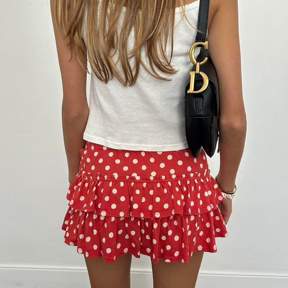 Vintage polka dot red layered skirt š