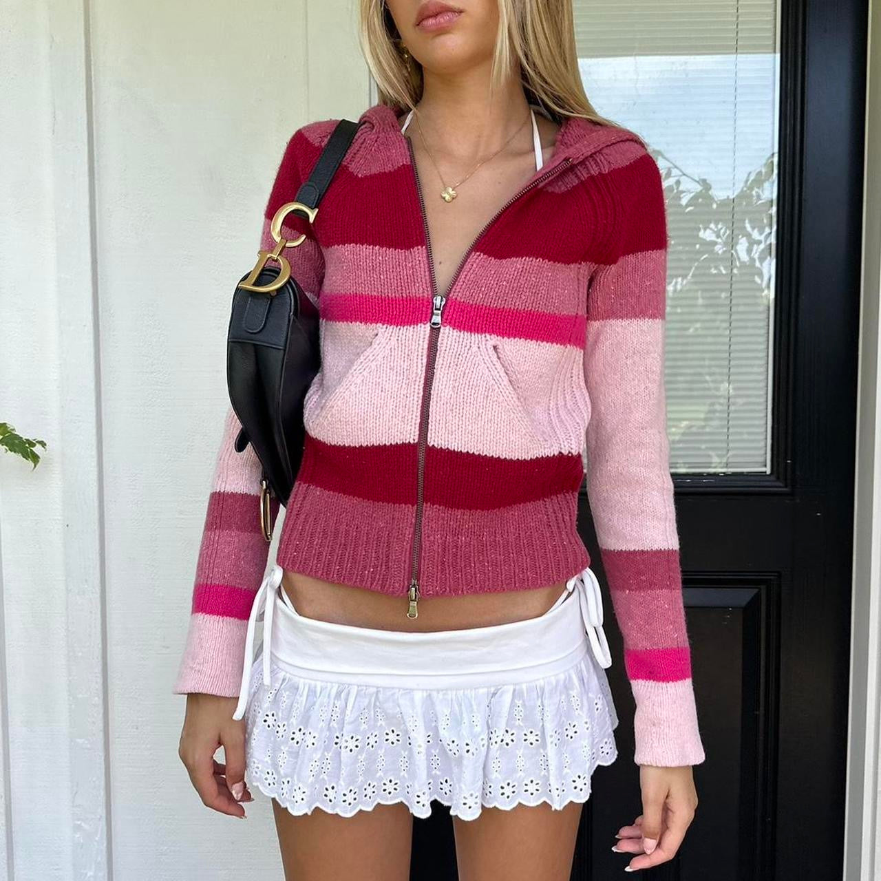 Vintage 2000’s striped knitted hoodie
