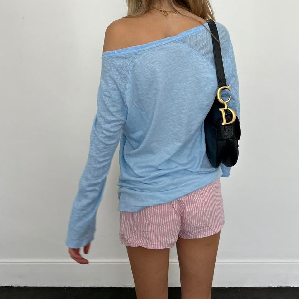 Vintage blue off shoulder long sleeve top