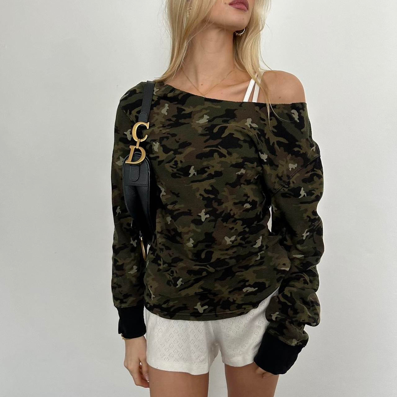 Vintage Ralph Lauren off shoulder camouflage top