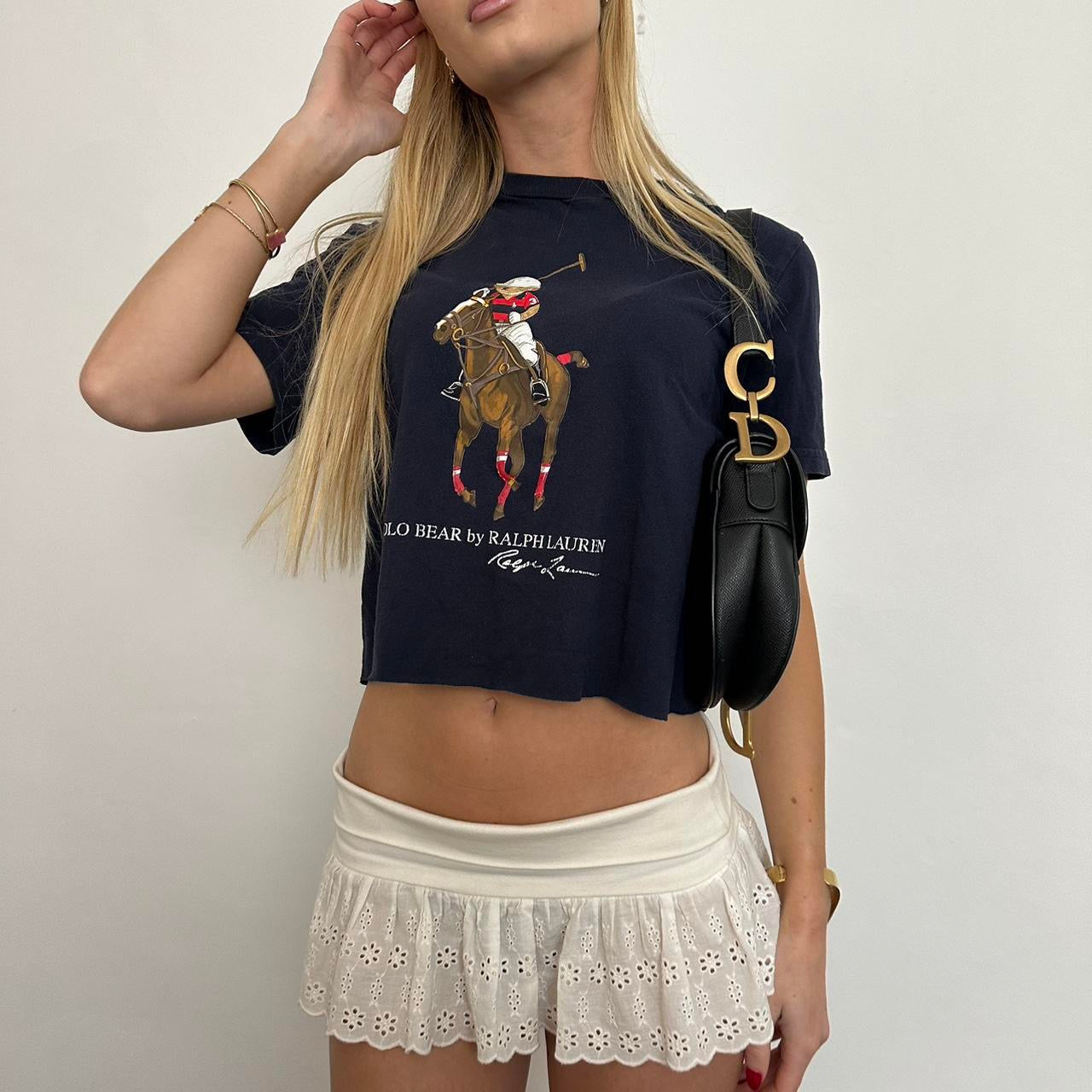 Vintage Ralph Lauren navy polo horse baby tee