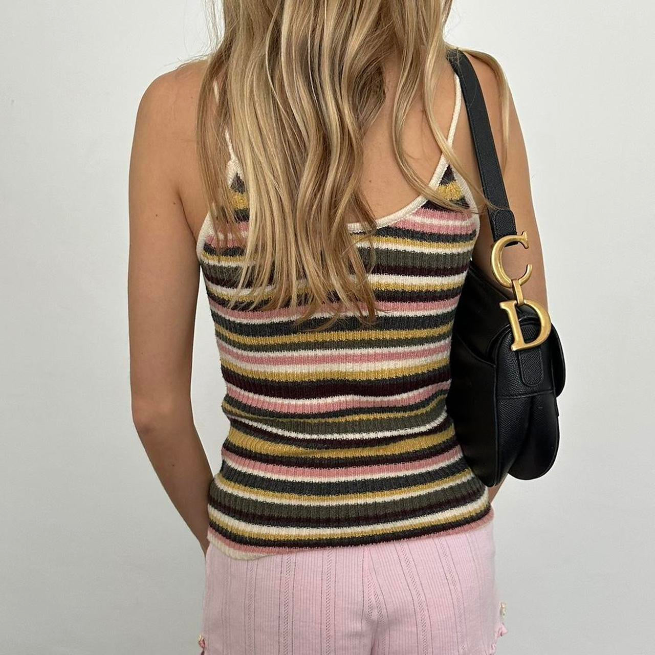 Vintage stripe knit cami top