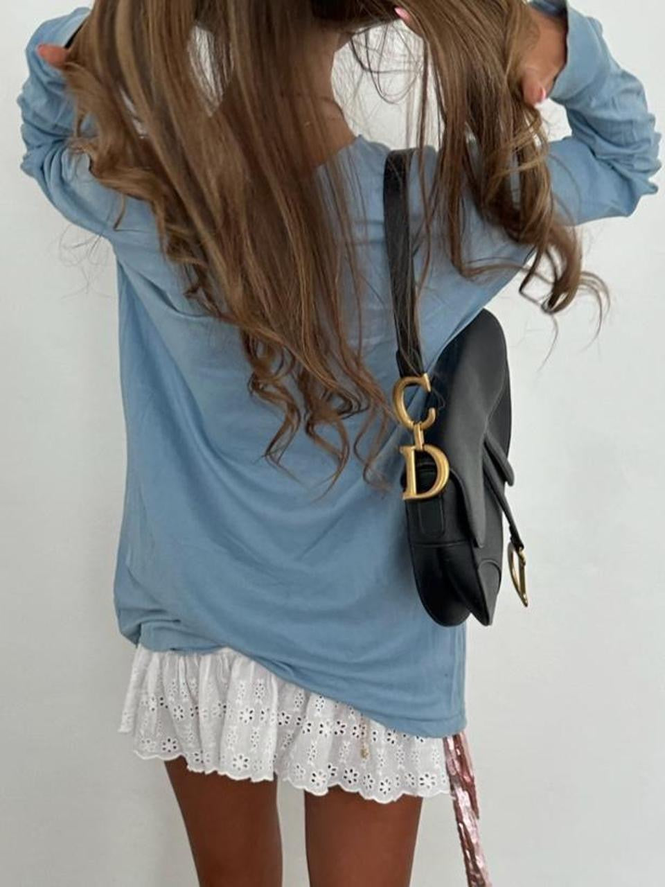 Vintage 00’s Polo Ralph Lauren blue long sleeve off the shoulder top