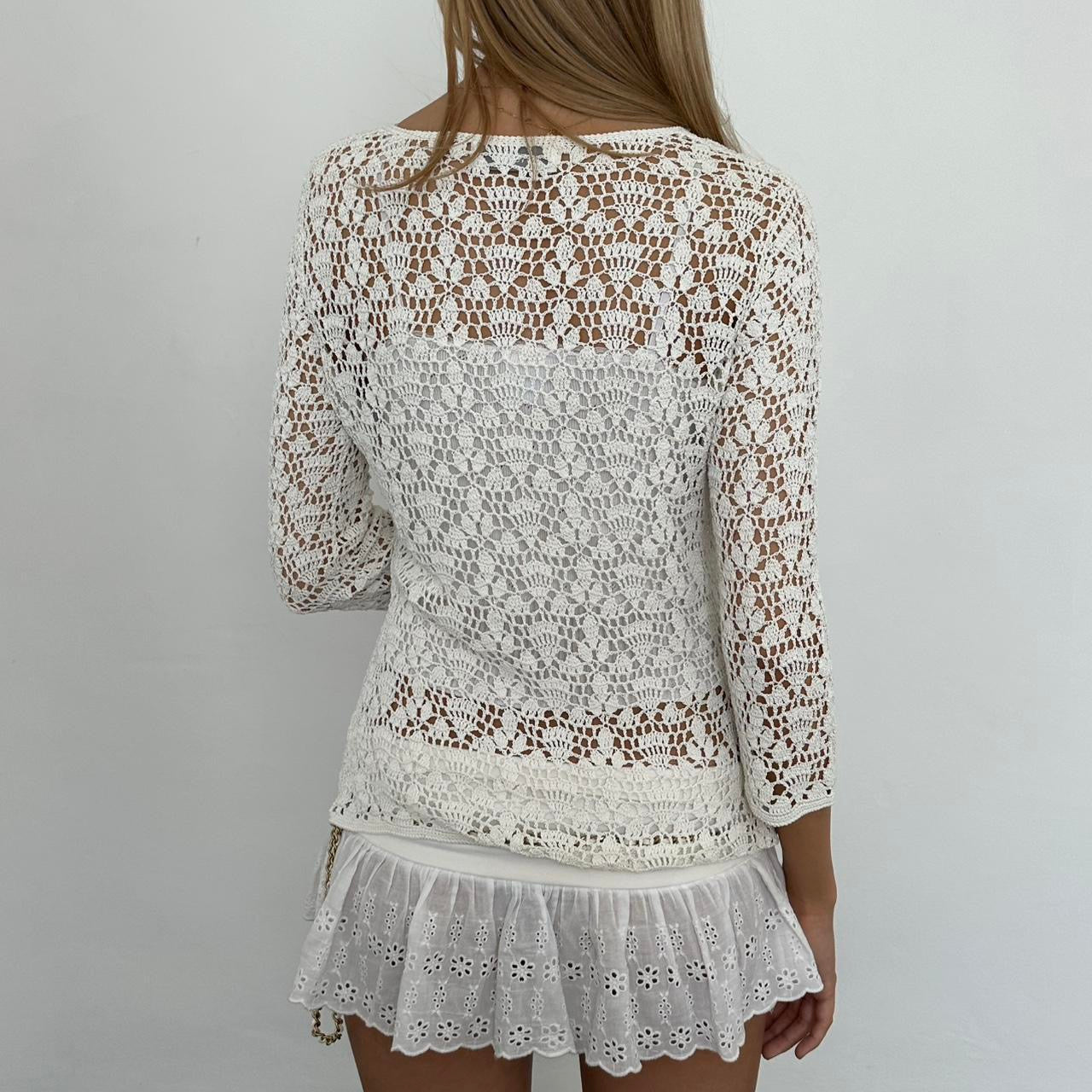 Vintage white crochet delicate layering top