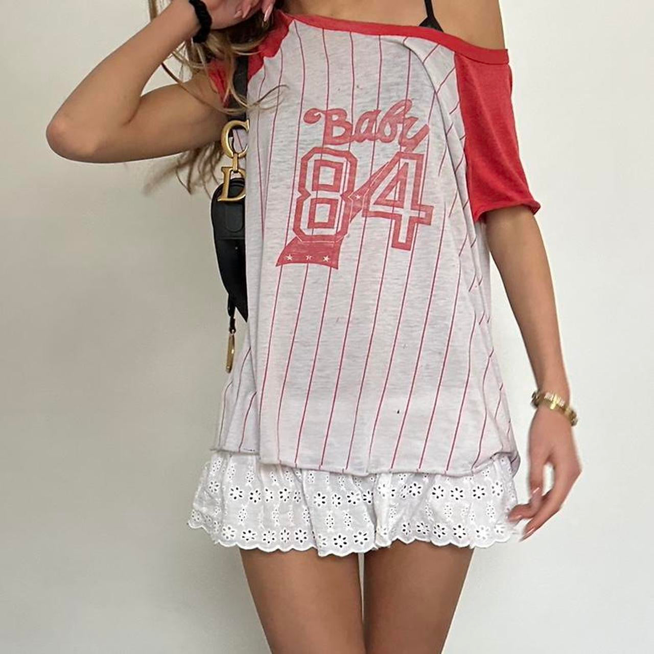 Vintage rare 80s distressed Baby 84 jersey top