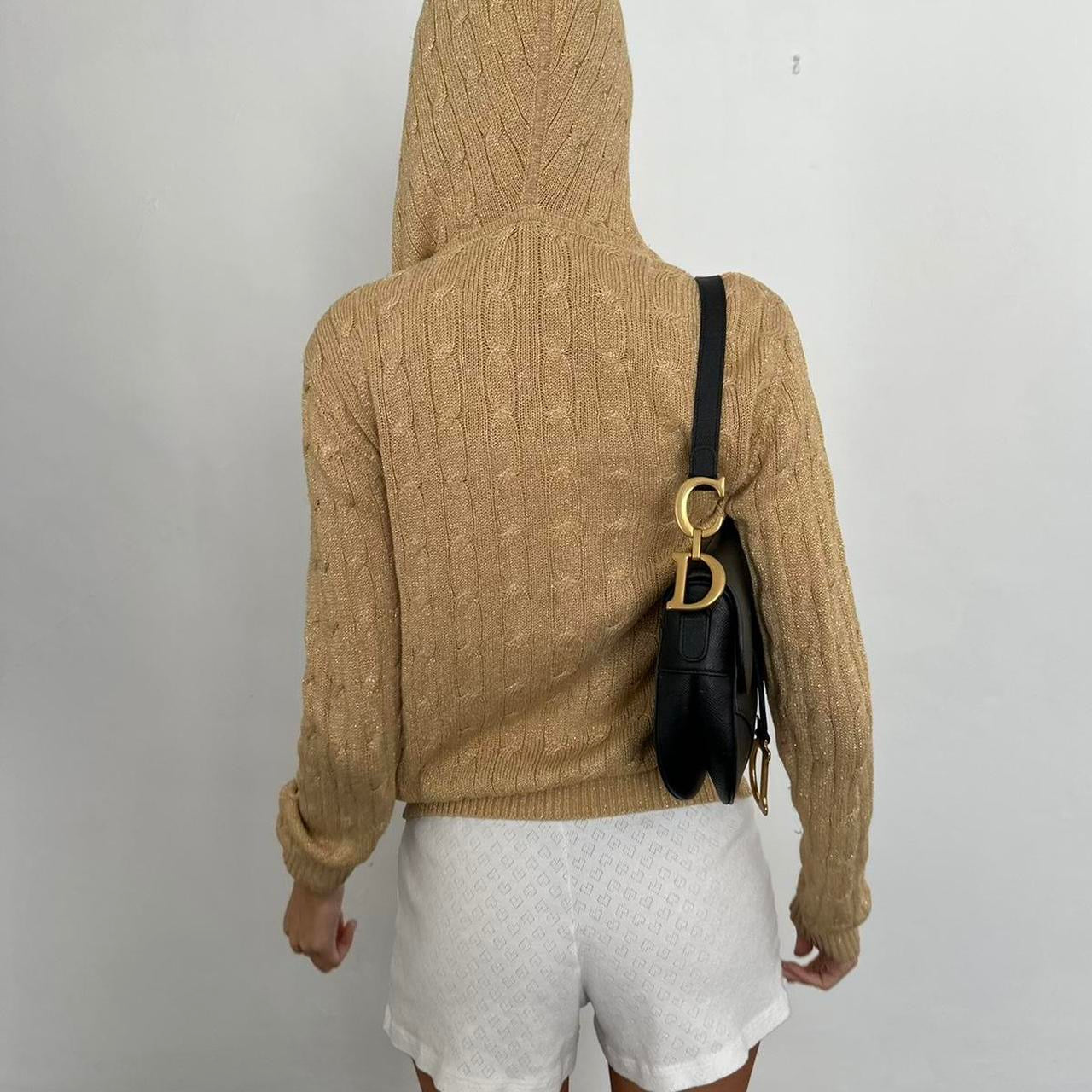 Vintage Ralph Lauren gold cable knit zip up hoodie
