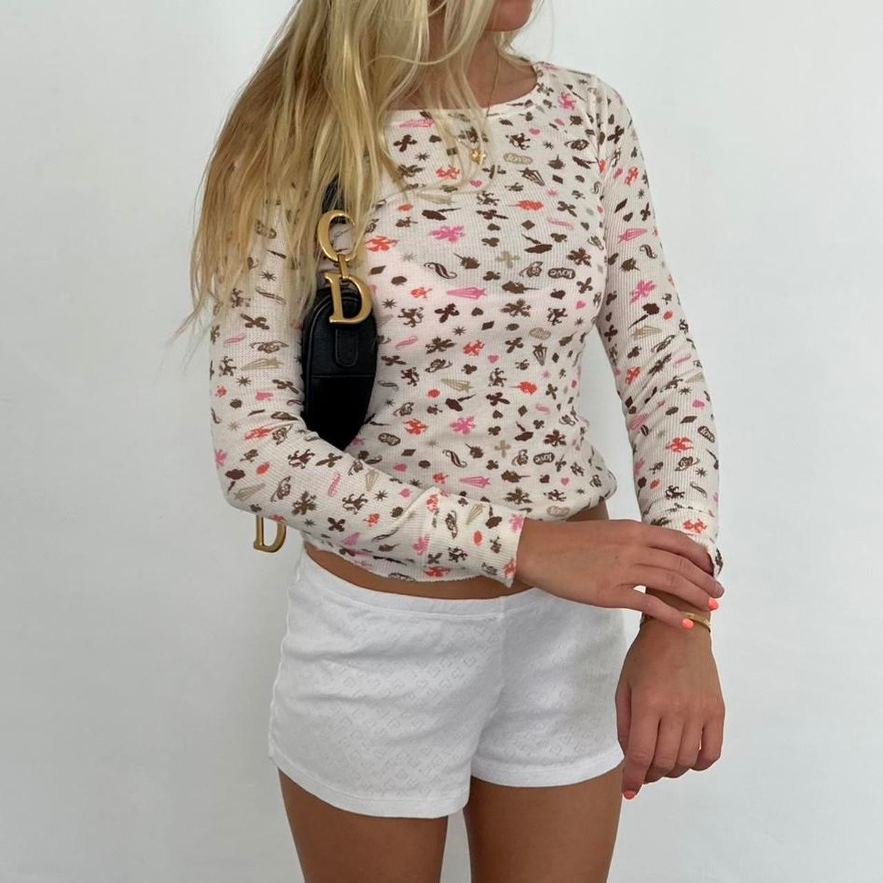 Vintage American waffle pattern long sleeve top