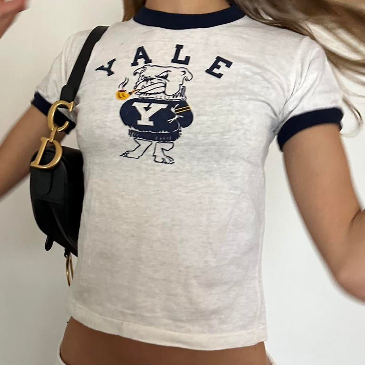 Vintage rare 80s distressed Yale University baby tee