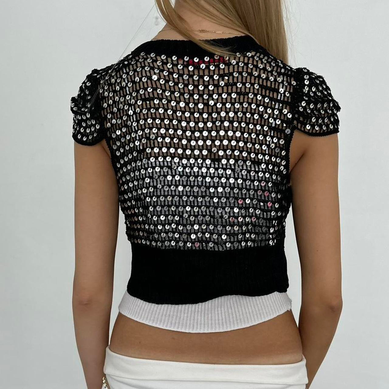 Vintage black sequin delicate layering top