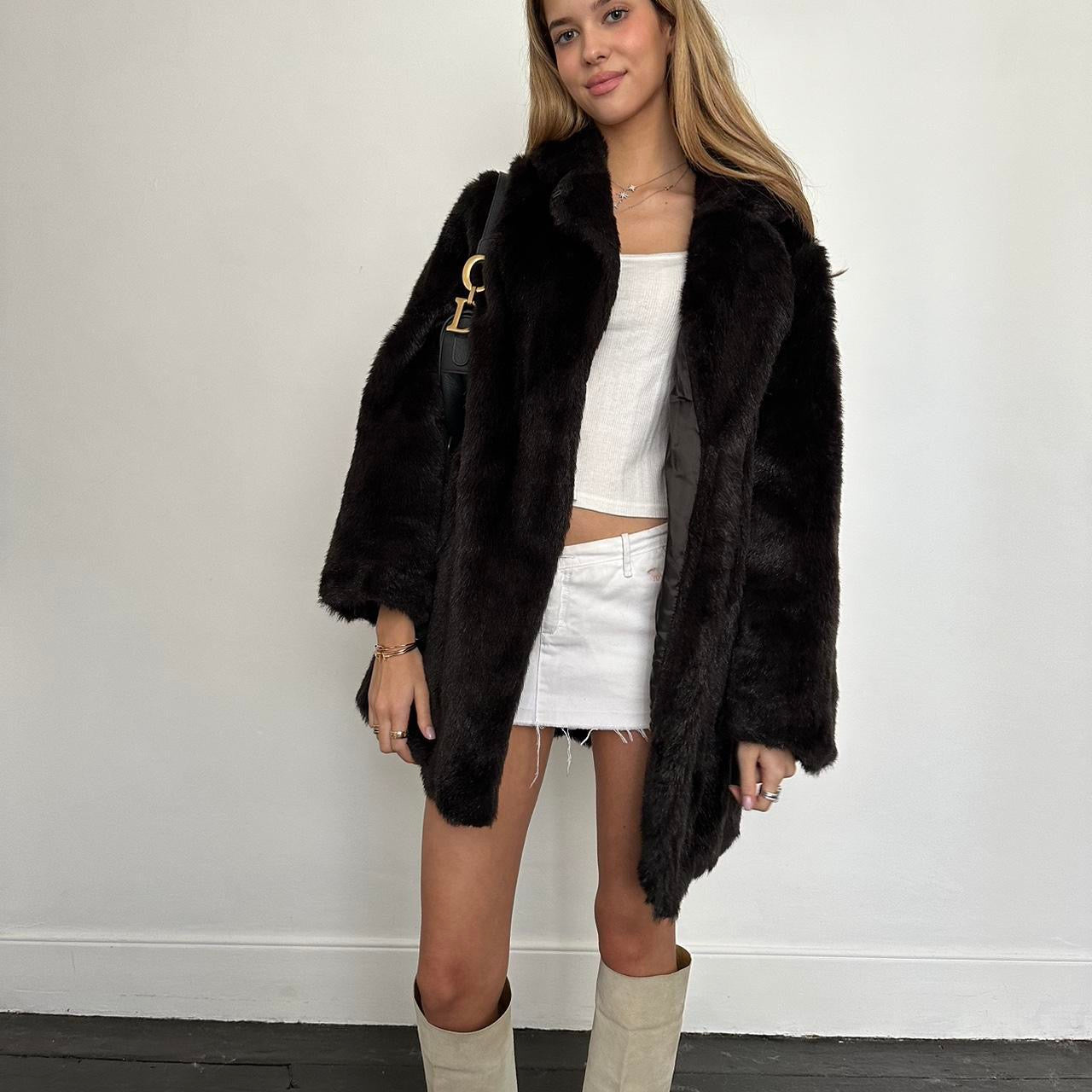 Vintage 2000’s dark brown faux fur jacket