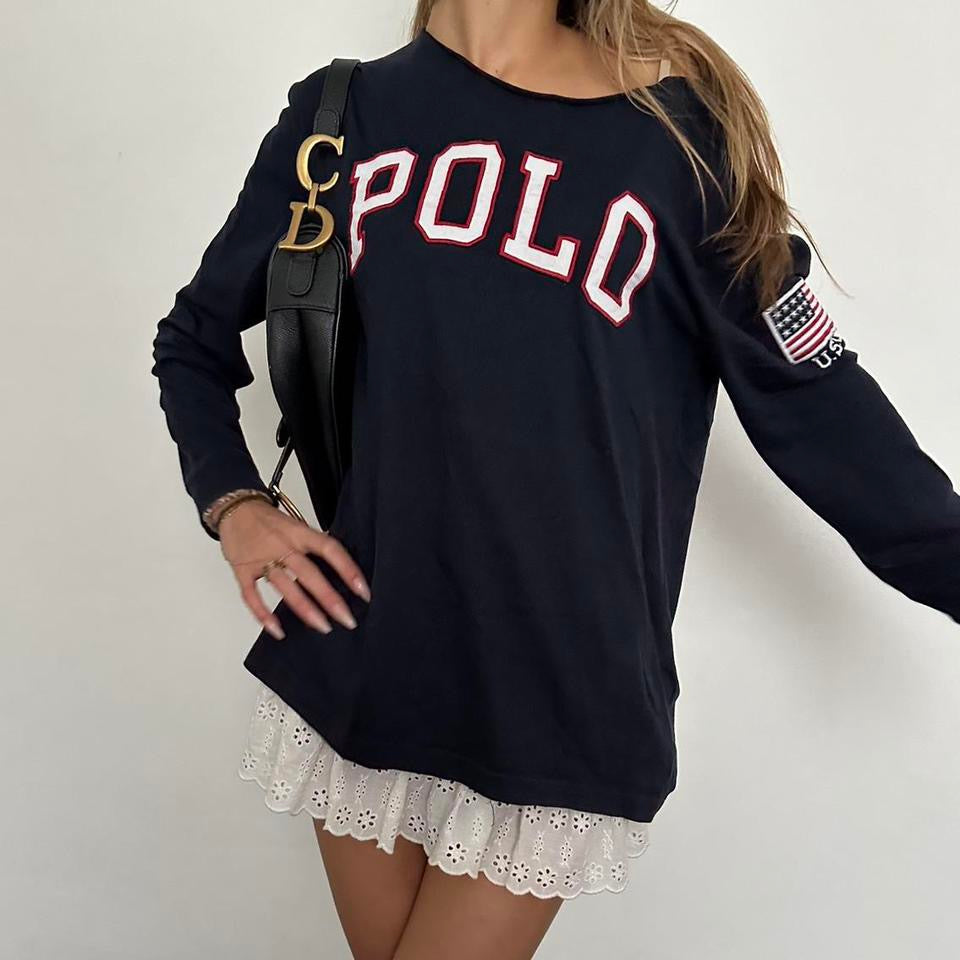 Vintage Polo Ralph Lauren graphic navy long sleeve top