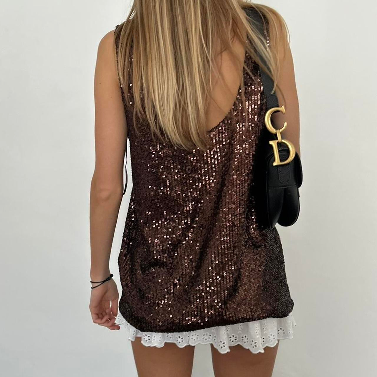 Vintage 90’s brown sequin tank top