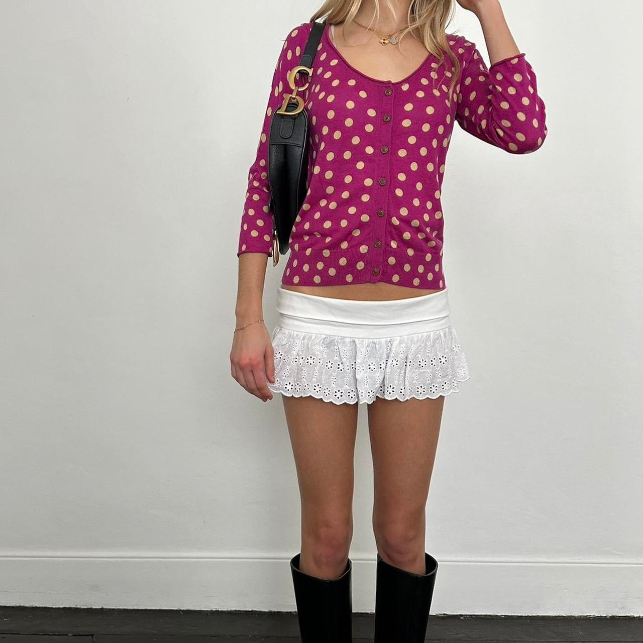 Vintage polka dot print cardigan top