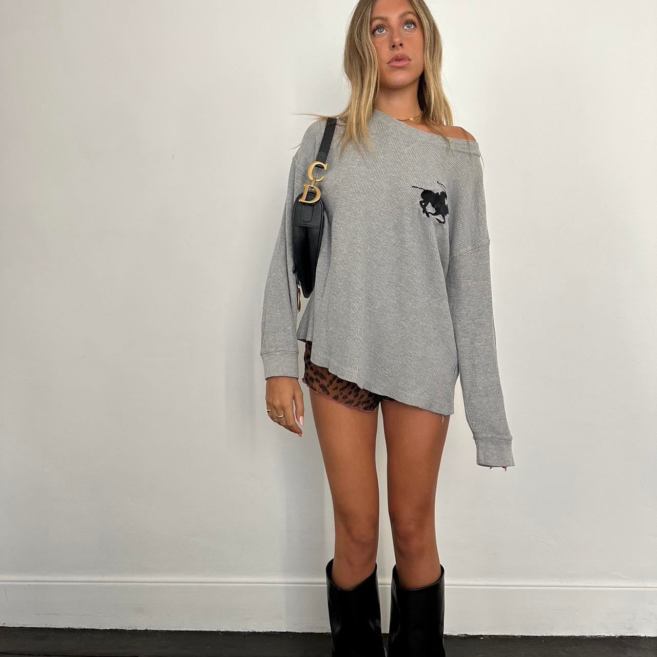 Vintage polo waffle long sleeve top