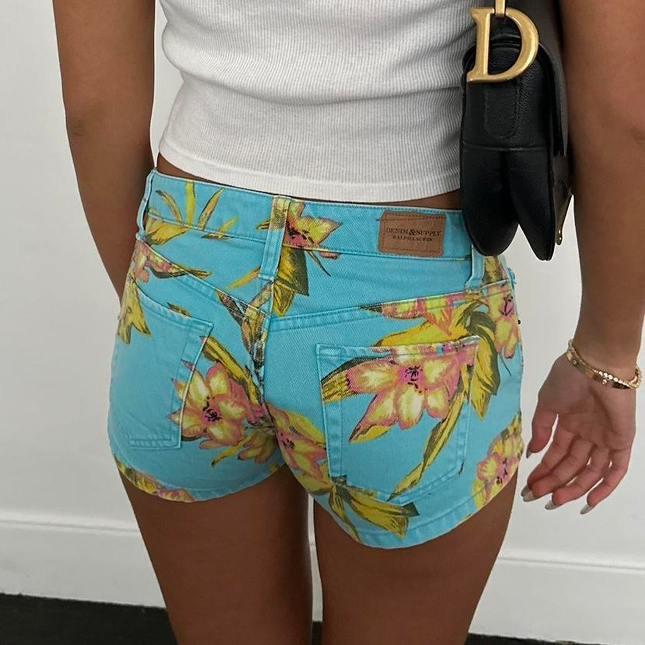 Vintage Ralph Lauren aqua tropical print shorts
