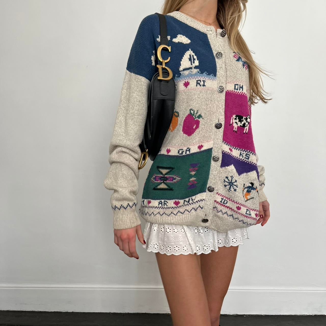 Vintage 90โs preppy knit cardigan ๐๐งบ
