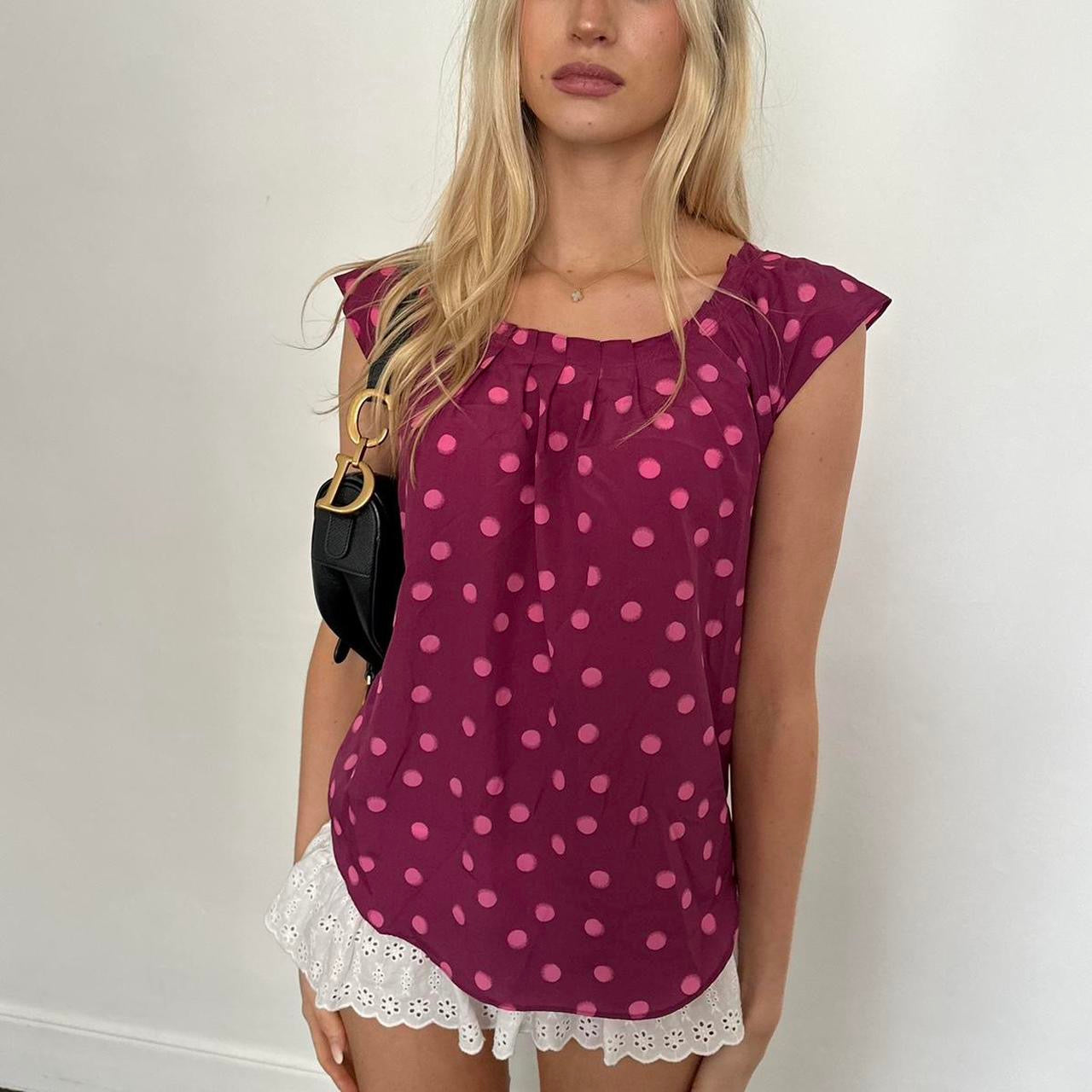Vintage 90’s pink polka dot blouse top
