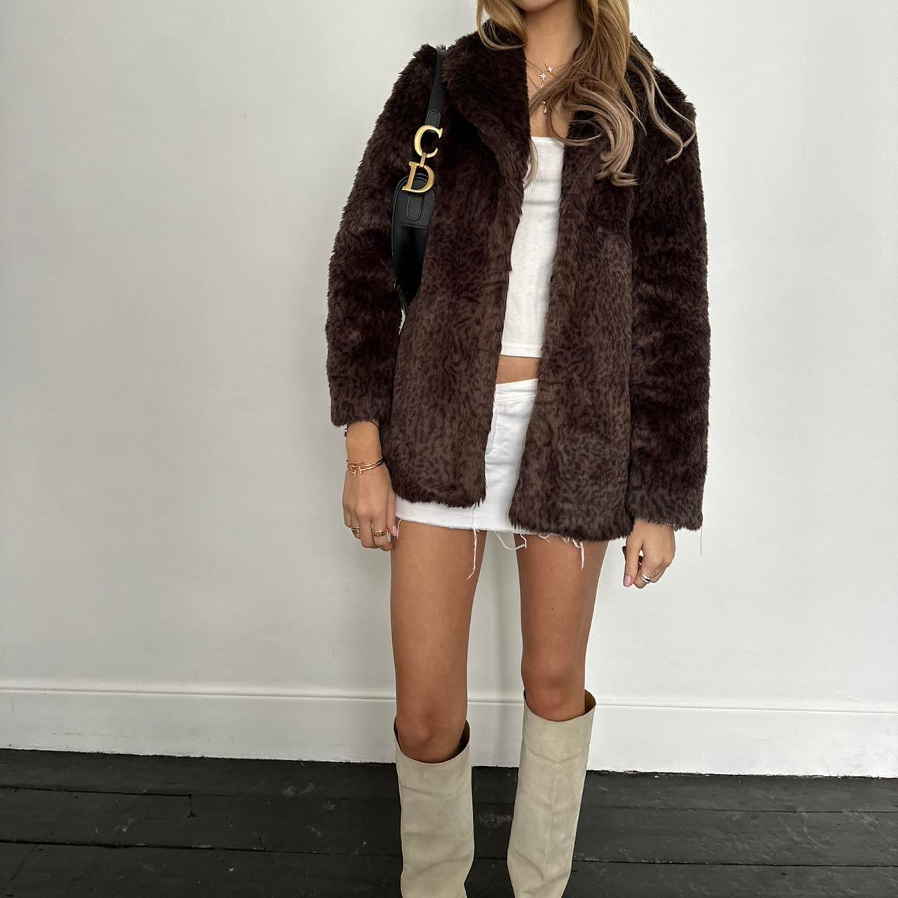 Vintage 2000’s brown faux fur jacket