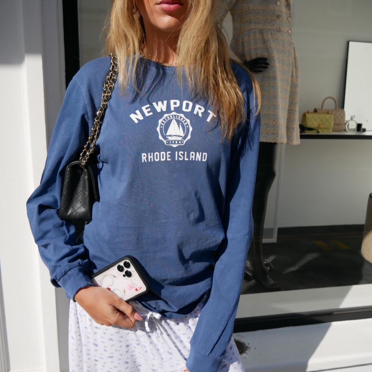 Vintage Newport blue long sleeve top