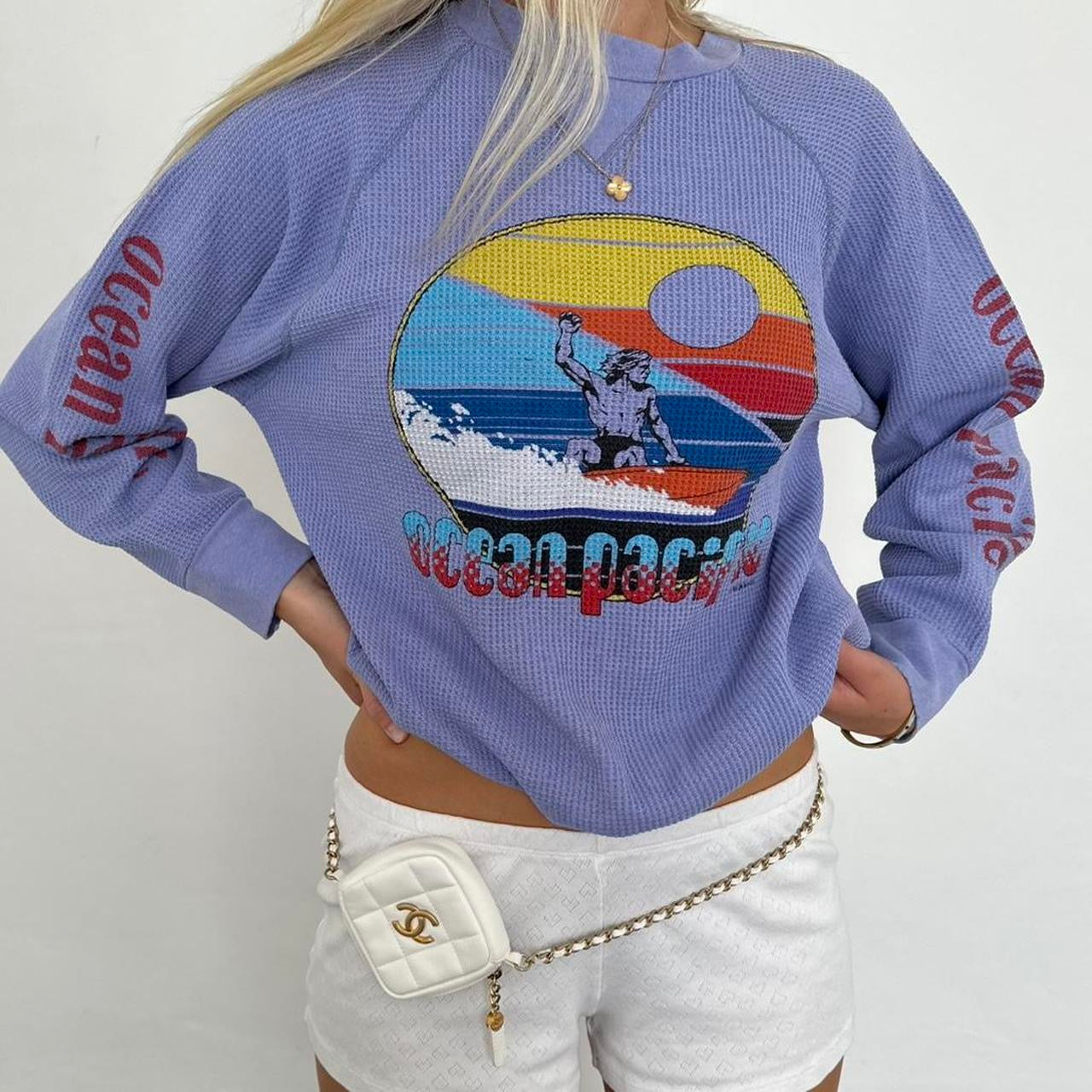 Vintage rare 1990s waffle surf long sleeve top