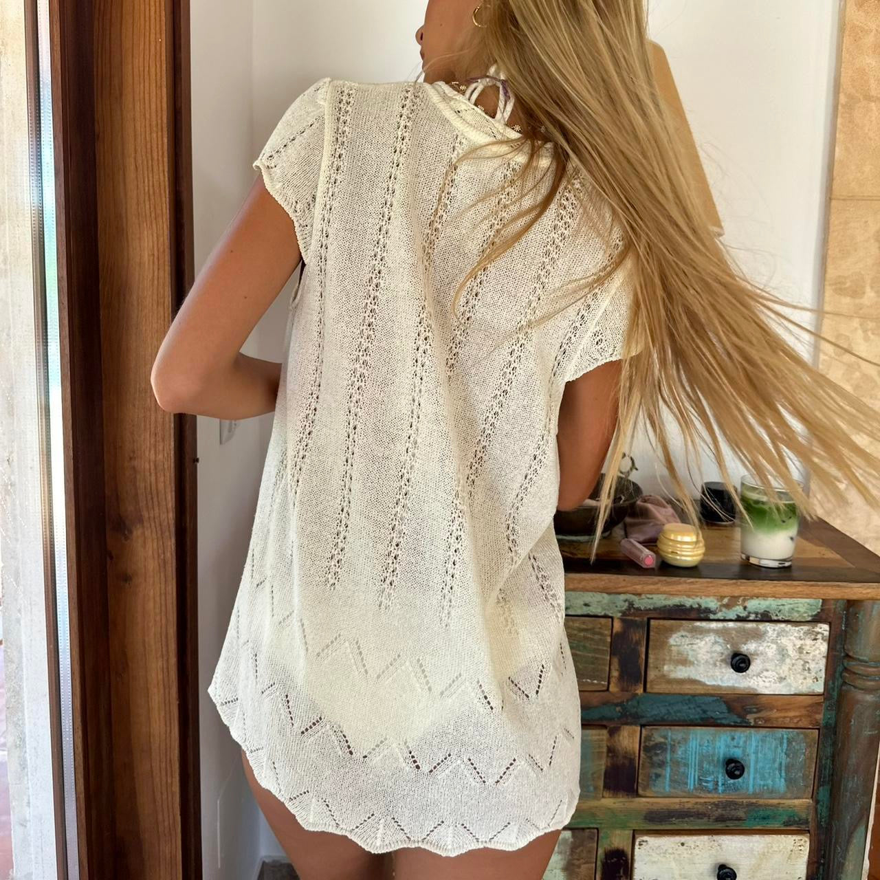 Vintage 90ās white open front cardigan