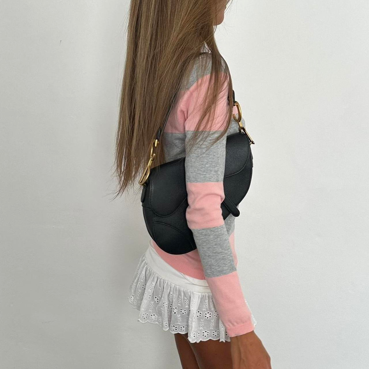 Vintage 90’s Tommy Hilfiger striped pink and grey sweater