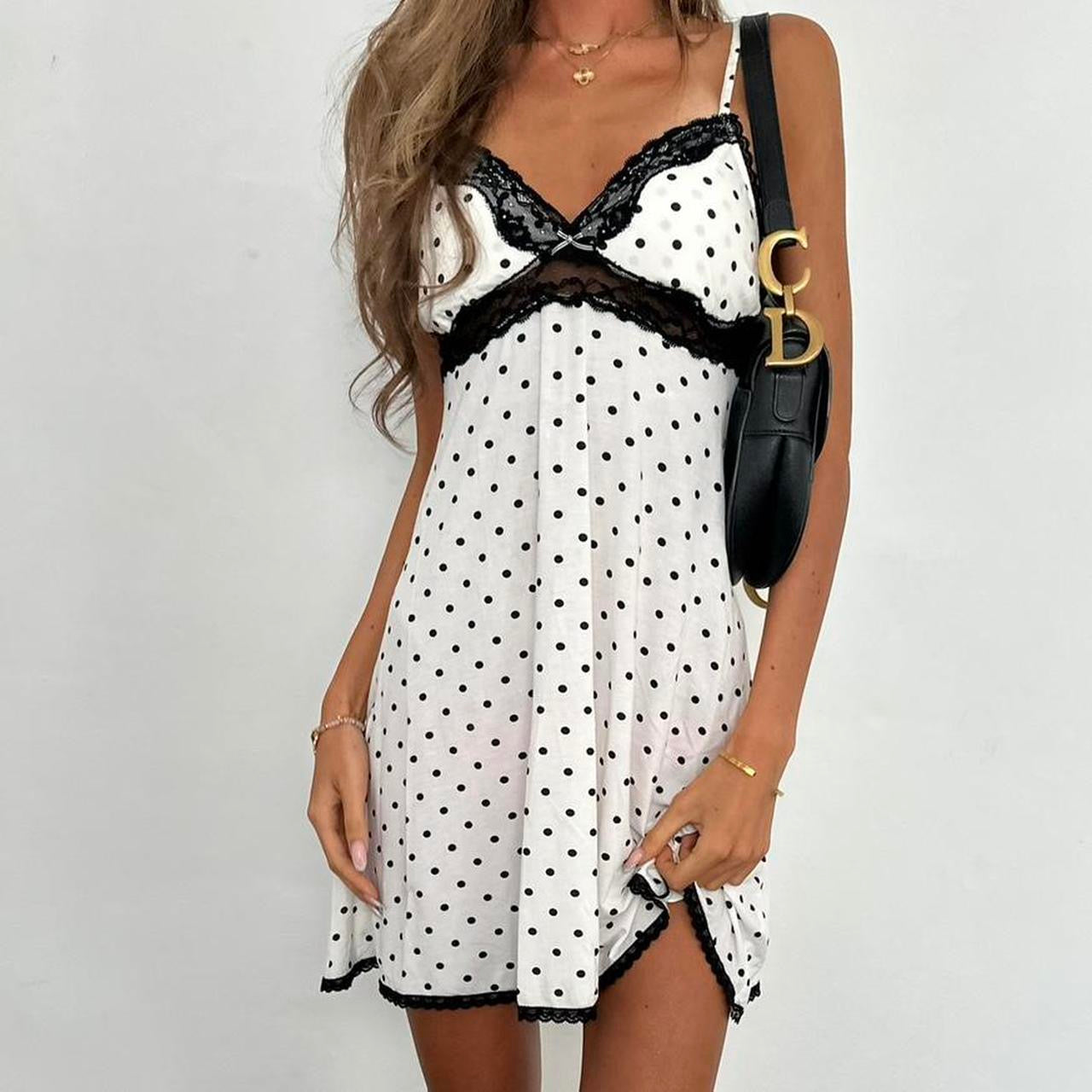 Vintage Victoria’s Secret black & white polka dot dress