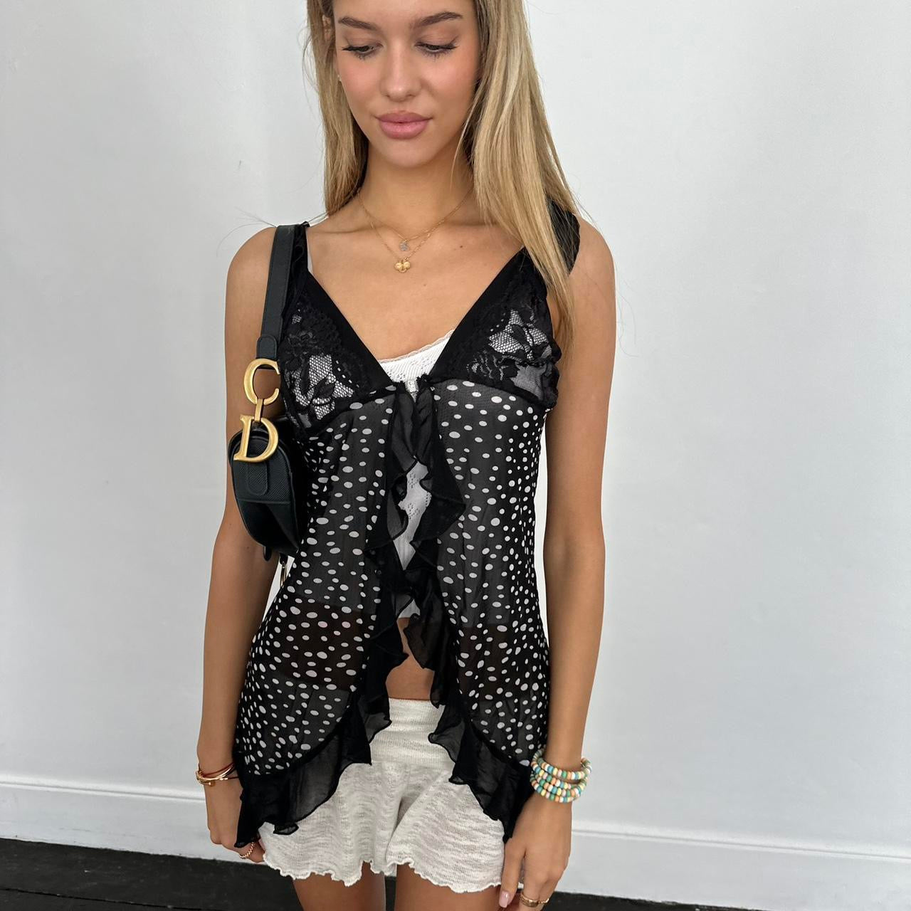 Vintage 90’s mesh polka dot top