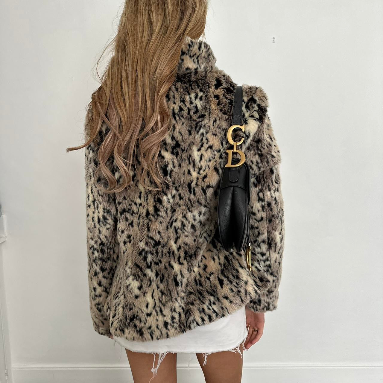 Vintage 2000’s brown & black faux fur jacket