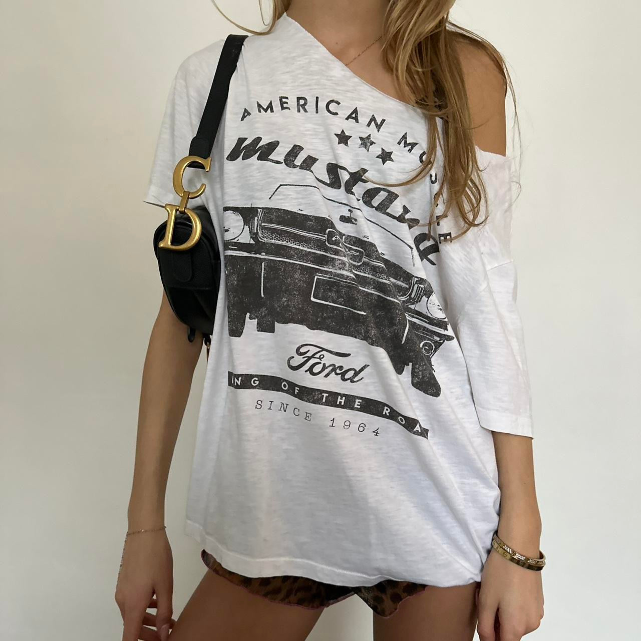 Vintage Ford off shoulder graphic top