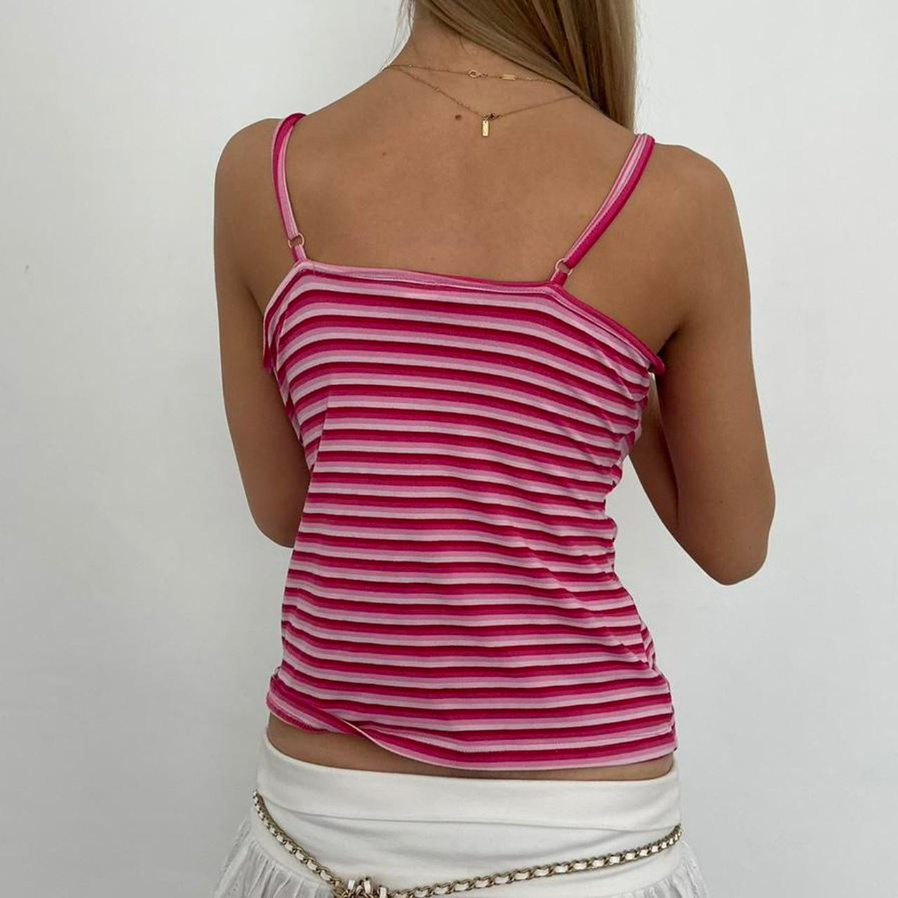 Vintage 2000’s pink striped lace cami top